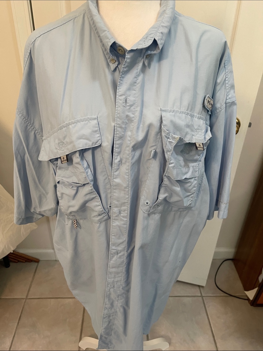 Columbia Light Blue Men's Short-Sleeve Fishing Shirt Jacket SZ L